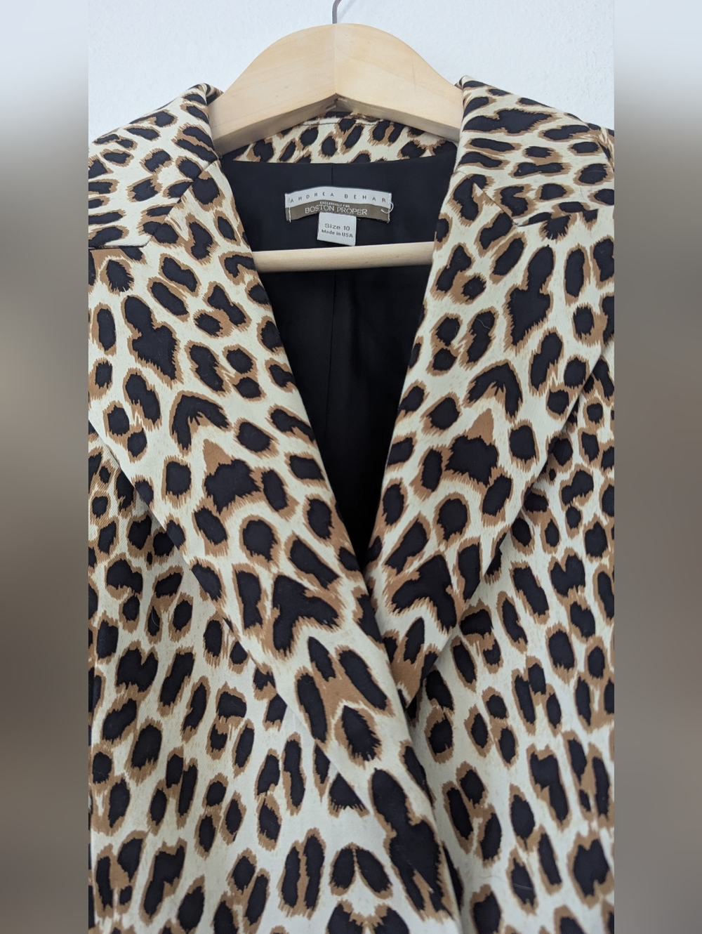 Leopard Print Women's Blazer Jacket - Brown/Black - Picture 5 of 7